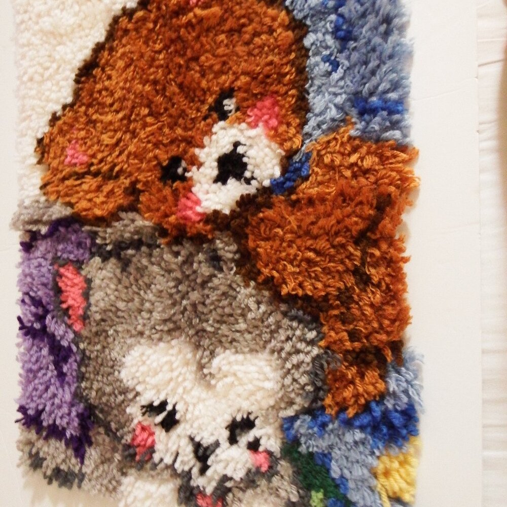 Hand Hooked Baby Bear Rug/Wall Decor 20" L x 15" W